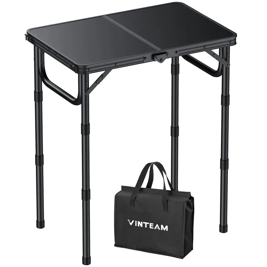 

Camping Folding Table with Adjustable Height, Lightweight Portable Outdoor Picnic Table, BBQ Grill Side Table, Durable Aluminum