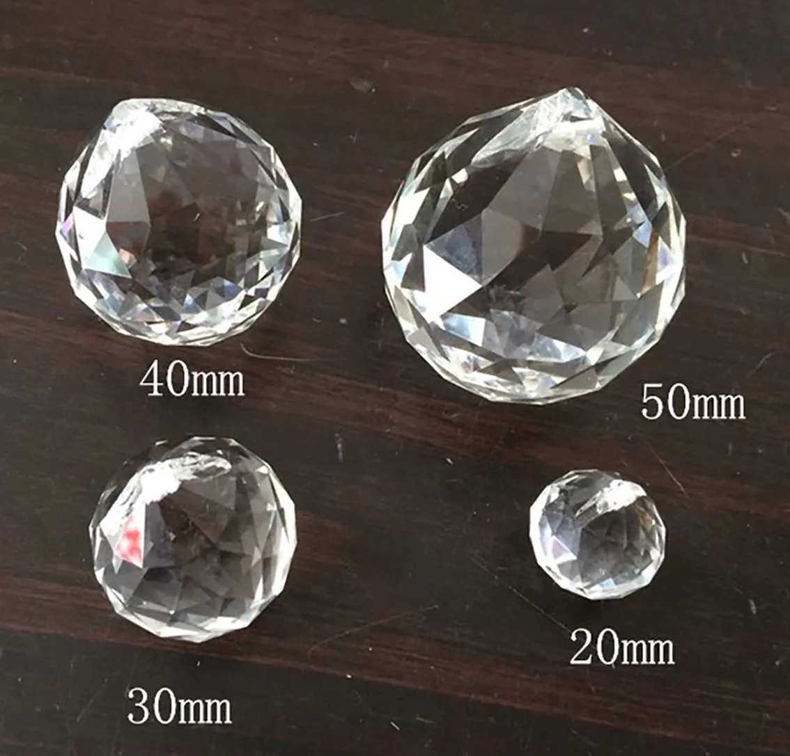 Clear Faceted Crystal Ball 20/30/40/50/60mm Transparent Glass Suncatcher Prism Pendant Bead for DIY Handmade Party Decorating