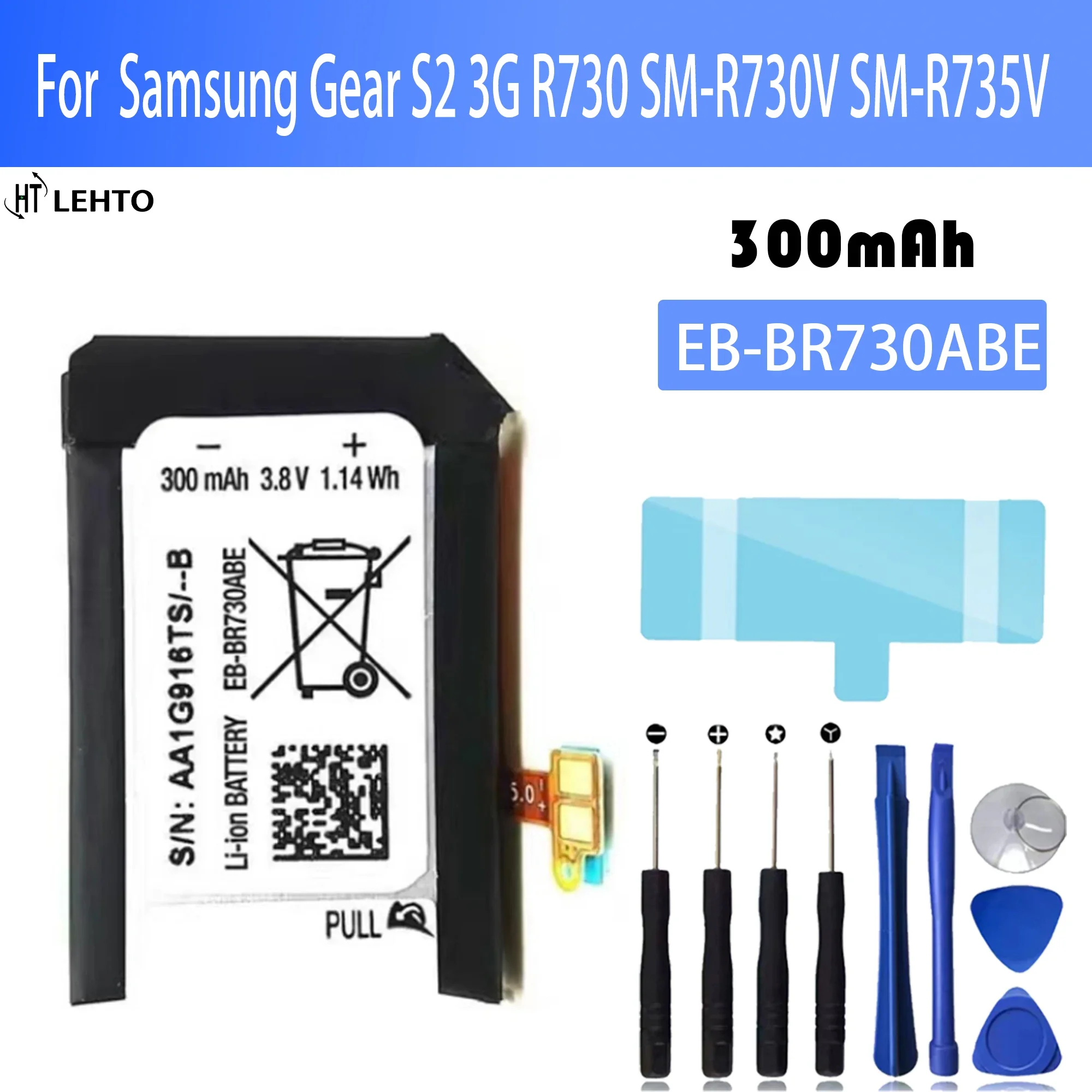 

EB-BR730ABE Battery for Samsung Gear S2 3G R730 SM-R730V SM-R735V Sport SM-R600 Smart Watch Capacity Repair Part