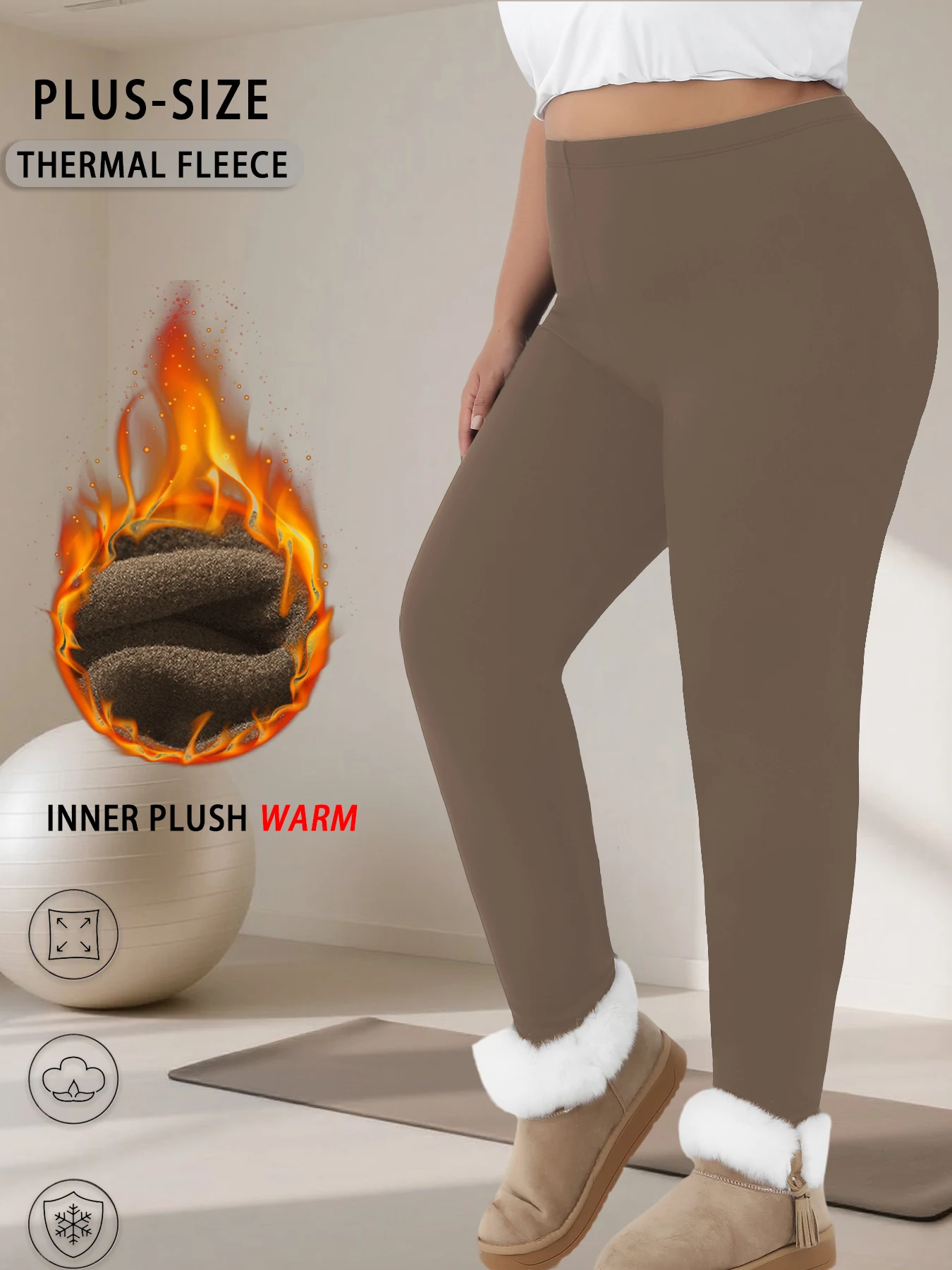 Plus Size Women's Thermal Fleece Lined Leggings. Super Soft Low