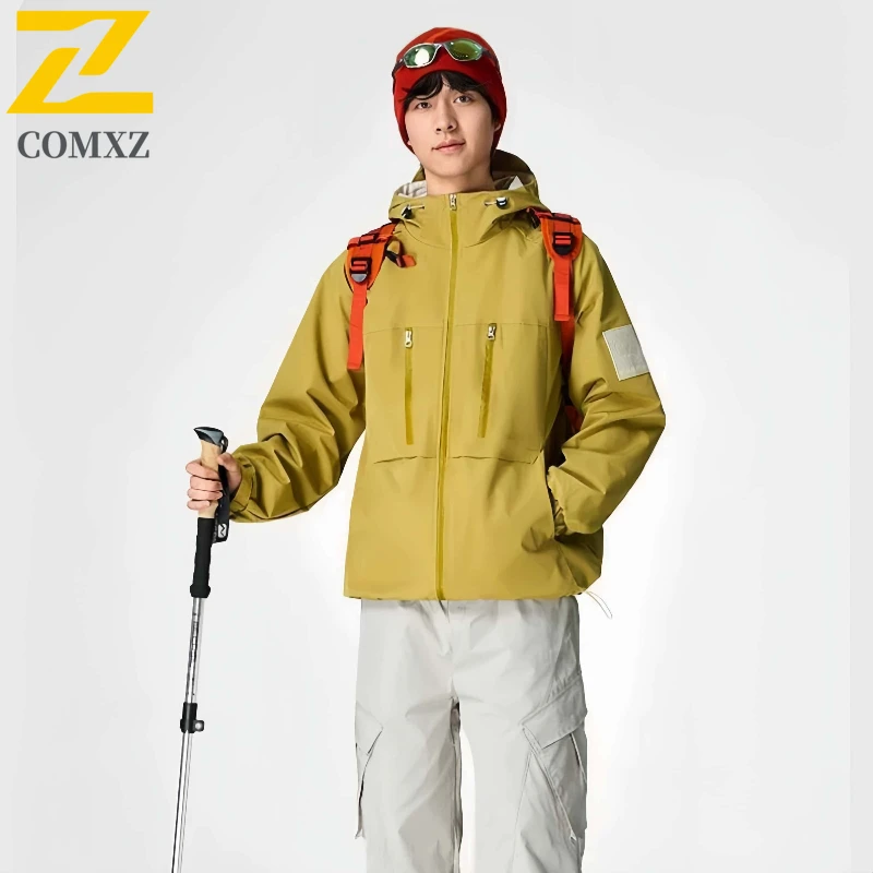 

Мужская зарядная куртка 2025, новая ветрозащитная водонепроницаемая износостойкая куртка с капюшоном, уличная мужская рабочая одежда на молнии для кемпинга и путешествий