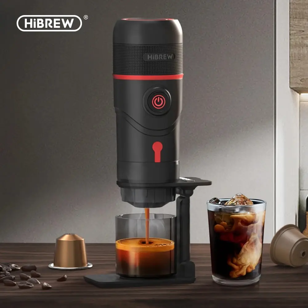 HiBREW Portable Coffee Machine for Car & Home,DC12V Expresso Coffee Maker Fit Nexpresso Dolce Pod Capsule Coffee Powder H4