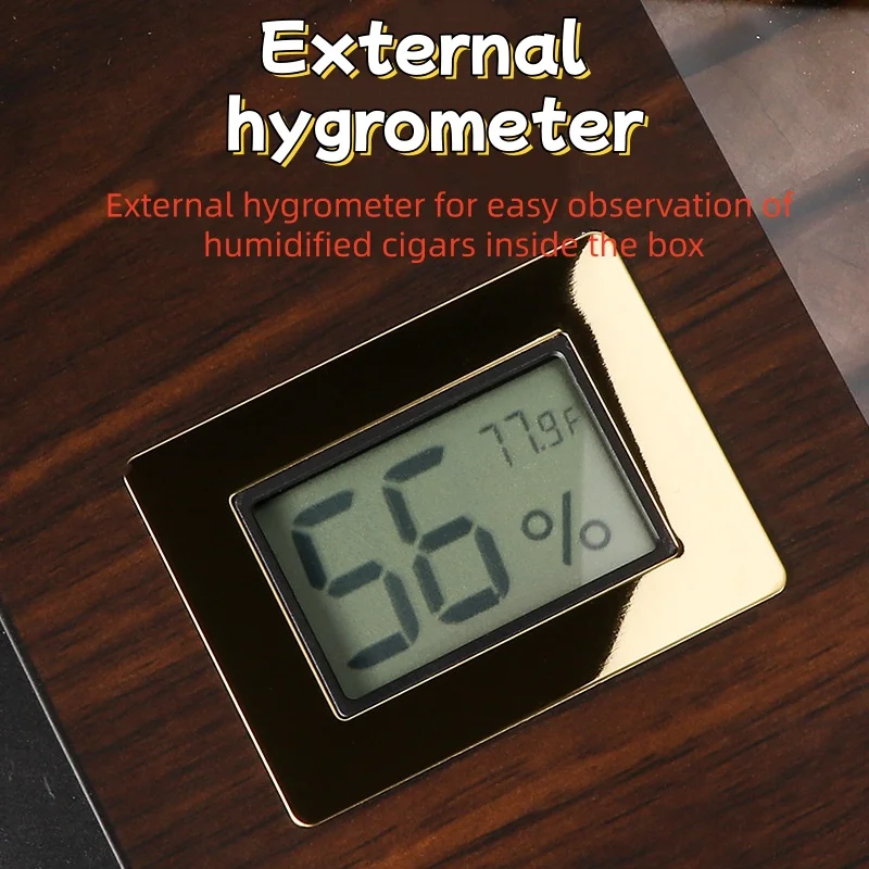 

Коробка для сигар из кедрового дерева с гигрометром, большая вместимость, незаменима для ценителей сигар