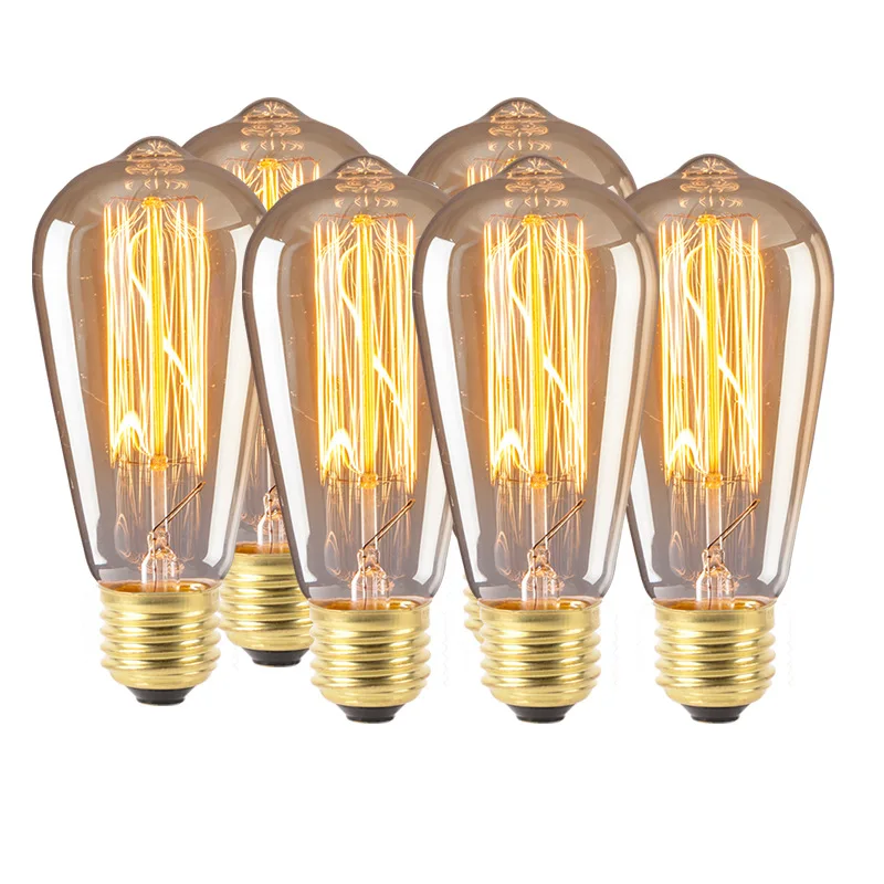 

Лампа Reteo Edison 220 В 110 В E27 ST64 60 Вт 40 Вт с регулируемой яркостью, винтажная лампа накаливания, лампа Эдисона для дома, винтажная лампа