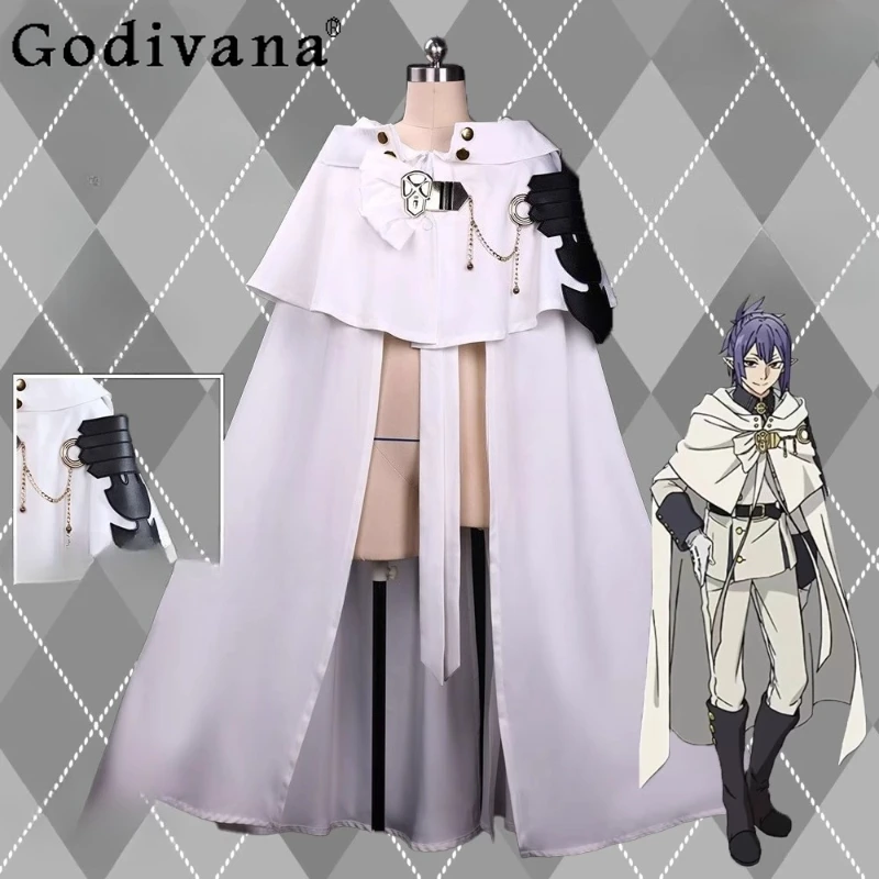 

Halloween Party Unisex Cape Women Anime Seraph of The End Hyakuya Mikaela Cosplay Costume Girls Jewelry Accessory White Cape