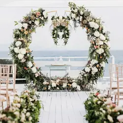 2pcs Semi-Circle Metal Arch Set for Wedding Birthday Party Outdoor Balloon Decorative Flower Stand Arch Background Ornament