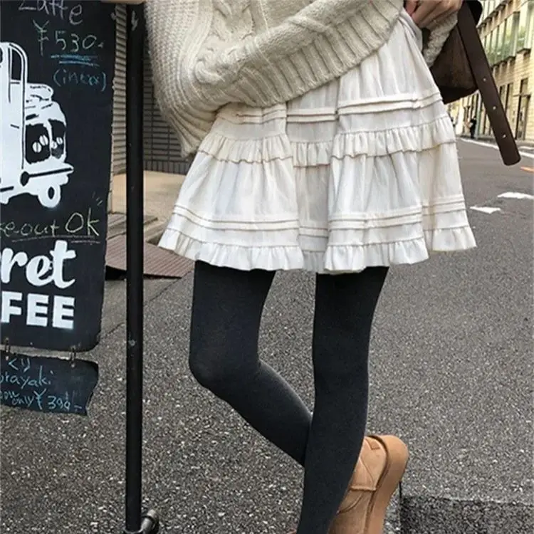 

Korean style Thickened sweet elastic waist ruffle edge age-reducing skirt