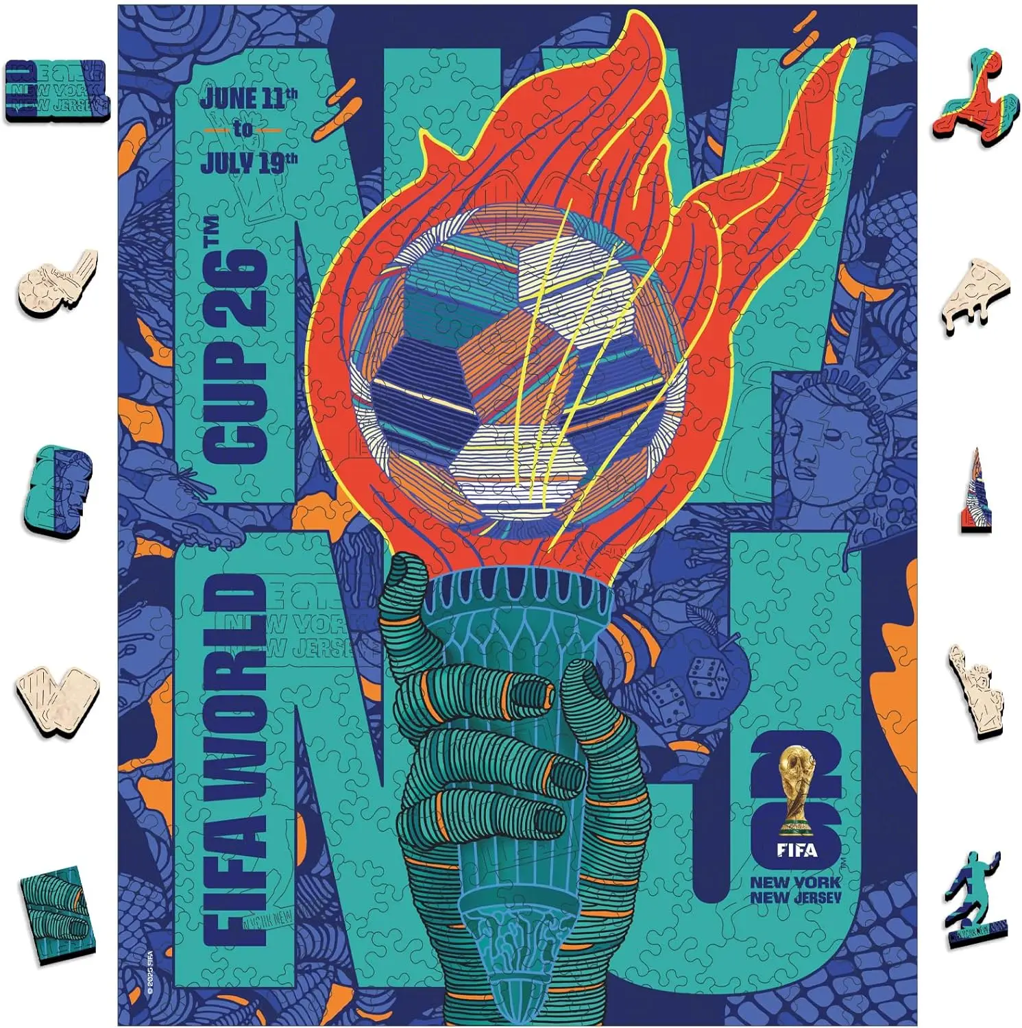 

FIFA World Cup 2026 City Puzzle NYNJ Poster Wooden Puzzle for Adult 200PCS Unique Shape Creative Gift for Fans Official Licensed