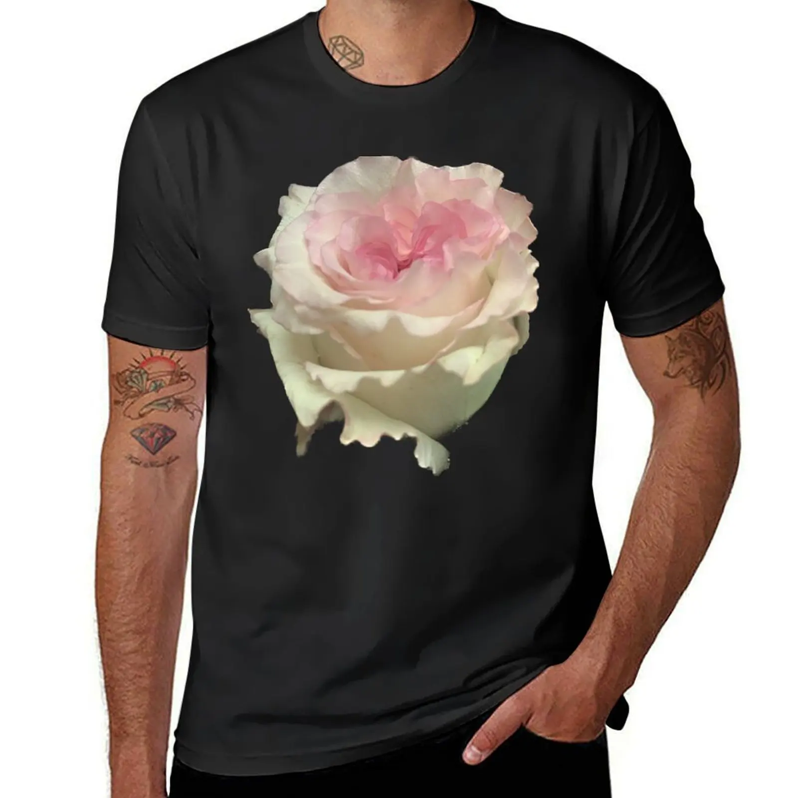 Pink white rose isolate, sweet of single T-Shirt graphics boys whites customizeds mens graphic t-shirts funny