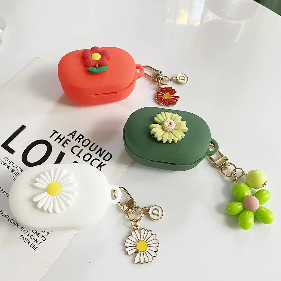 Fashion Daisy Flower Case for OPPO Enco buds W31 Lite /W11 Case Cute Silicone Earphone Cover with Keychain Accessory Box