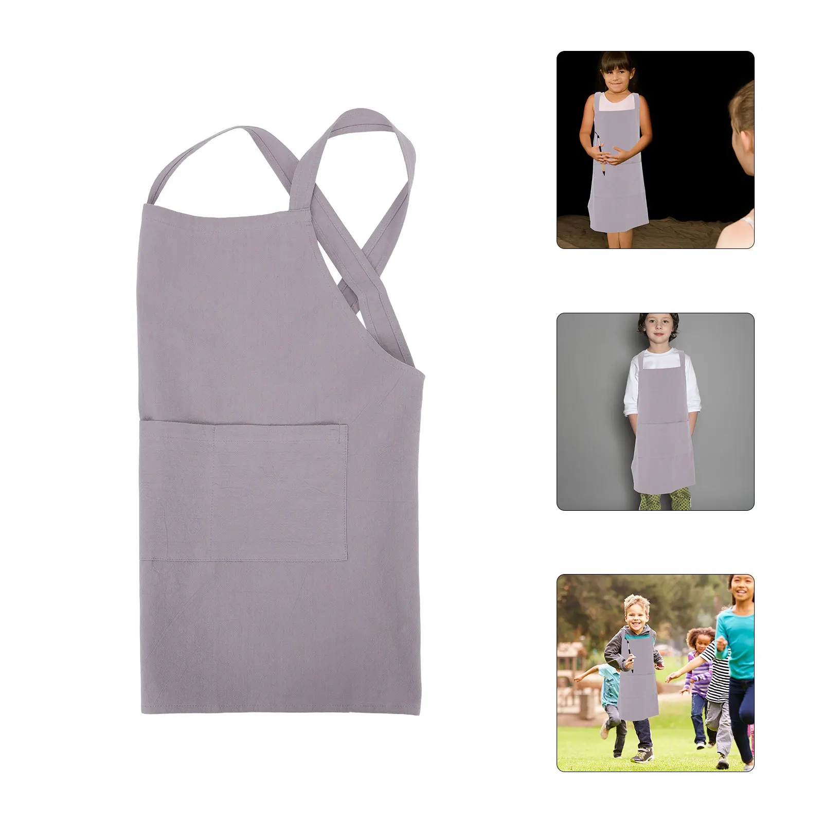 

Детский фартук для рисования из дышащего хлопка и льна, легко надевается, без завязок, защита для рисования, готовки, выпечки, гриля, для родителей и детей
