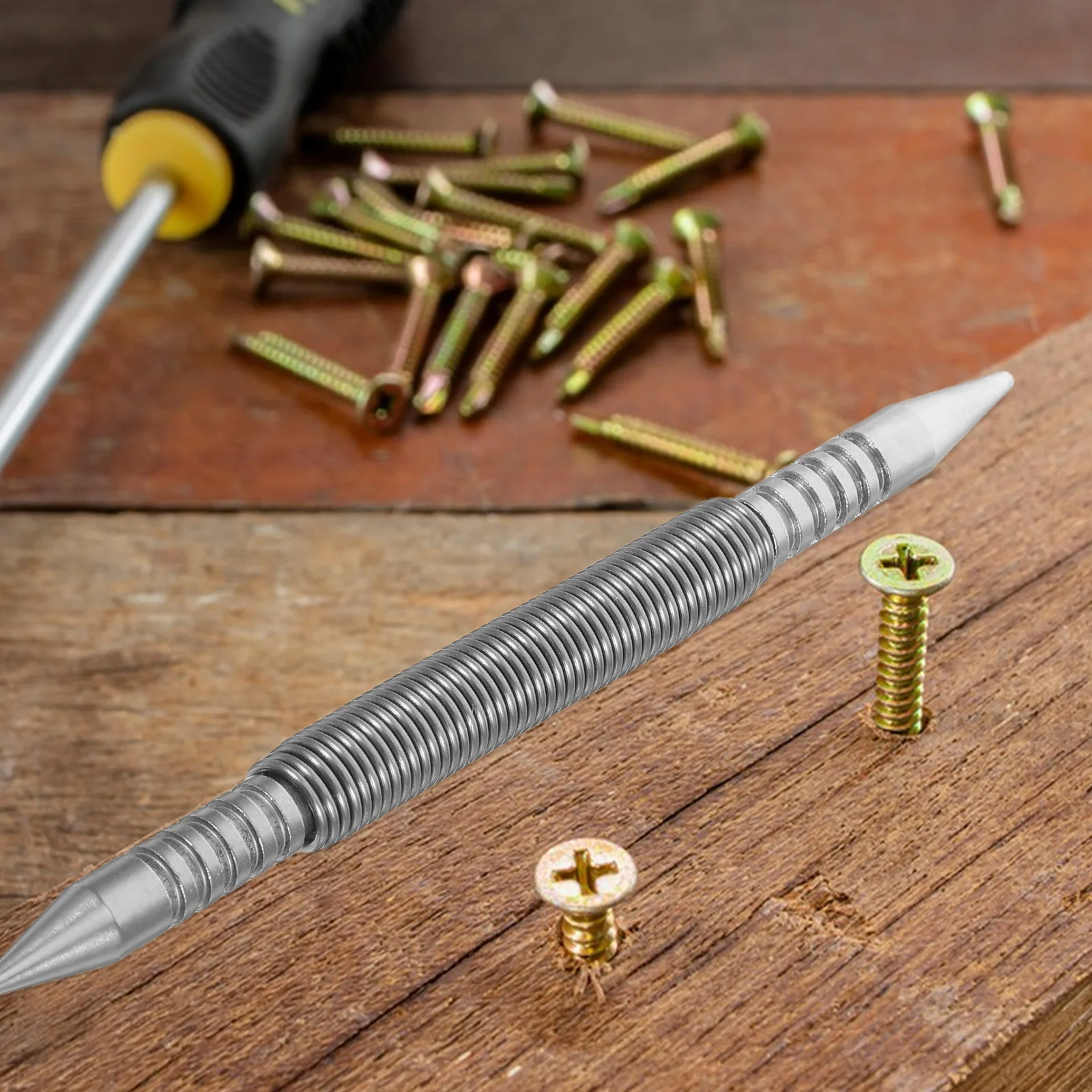 Spring Nail Punch Steel Setter Tool with High Hardness Wear Resistance for Small Space Carpentry Work Nail Set Pin Punch