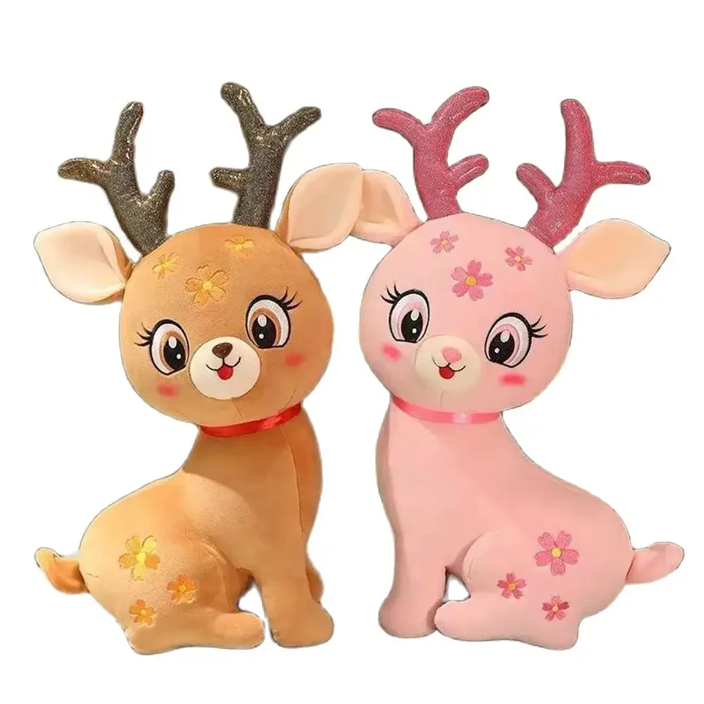 33CM Babbo Natale Alce Peluche Cervo Sika Kawaii Decorazione della camera da letto Regali festivi per i regali di Natale di compleanno dei bambini