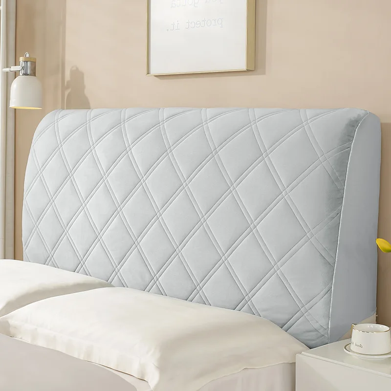 All-inclusive Super Soft Smooth Quilted Head Cover Thicken Velvet Headboard Cover Solid Color Bed Back Dust Protector Cover