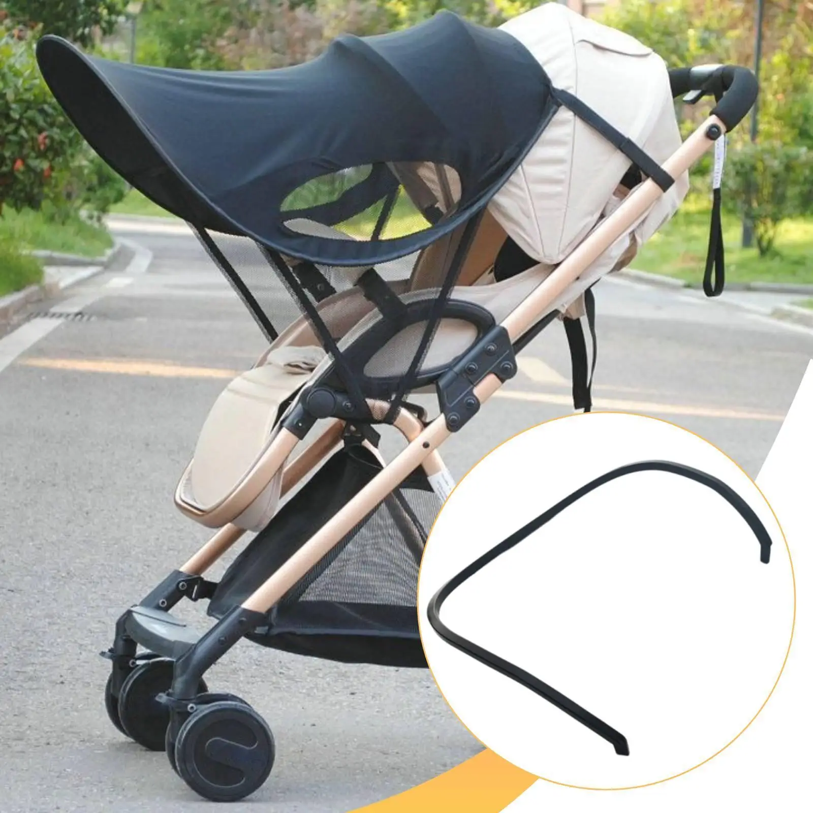 Stroller Awning Rod Accessory Repair Parts Supplies High Performance Simple Installation Protection Portable Sturdy Black
