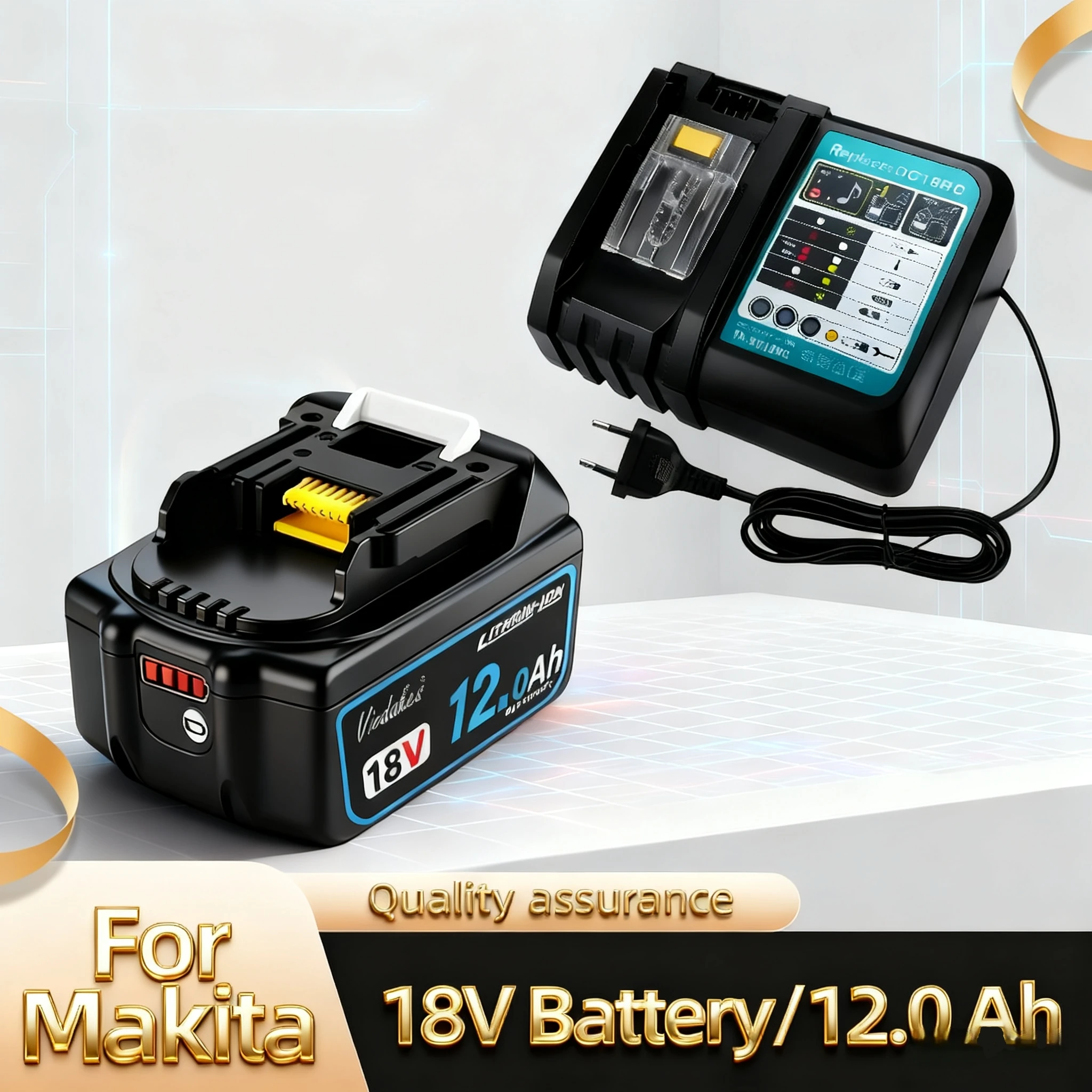 

Original for Makita 12Ah 18V Battery, 18V tool Battery for Makita drill DGA404 DTD173 DTW700 DRT52 DHP489 DJV182 HR140Z