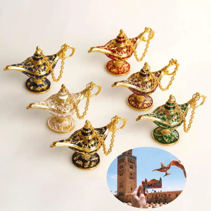 *PP Wedding Holiday Party Home Living Room Desktop Decoration Crafts Aladdin Magic Lamp Alloy Decorative Crafts Ornaments Statue view 4
