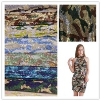 Camouflage Sequin Fabric, Embroidery Sequin Fabric, Lace Nigerian African Fabric for DIY Sewing Bag Lining Clothing, Width 125cm