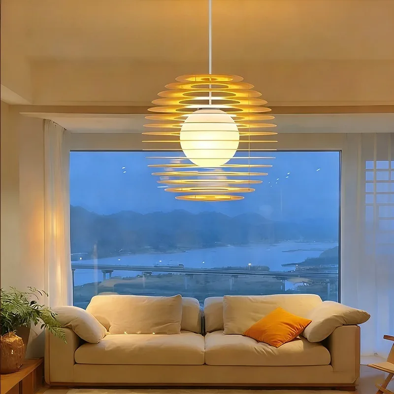 Orange Sunset Pendant Light Nordic Bauhaus Designer Restaurant Bar Counter Kitchen Island Medieval Warm Atmosphere Chandelier