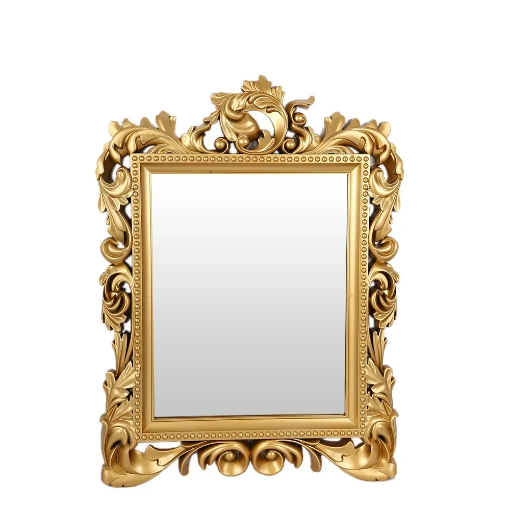 

New edging square bathroom mirror retro gorgeous wall decoration without punching creative luxury decorative mirror.