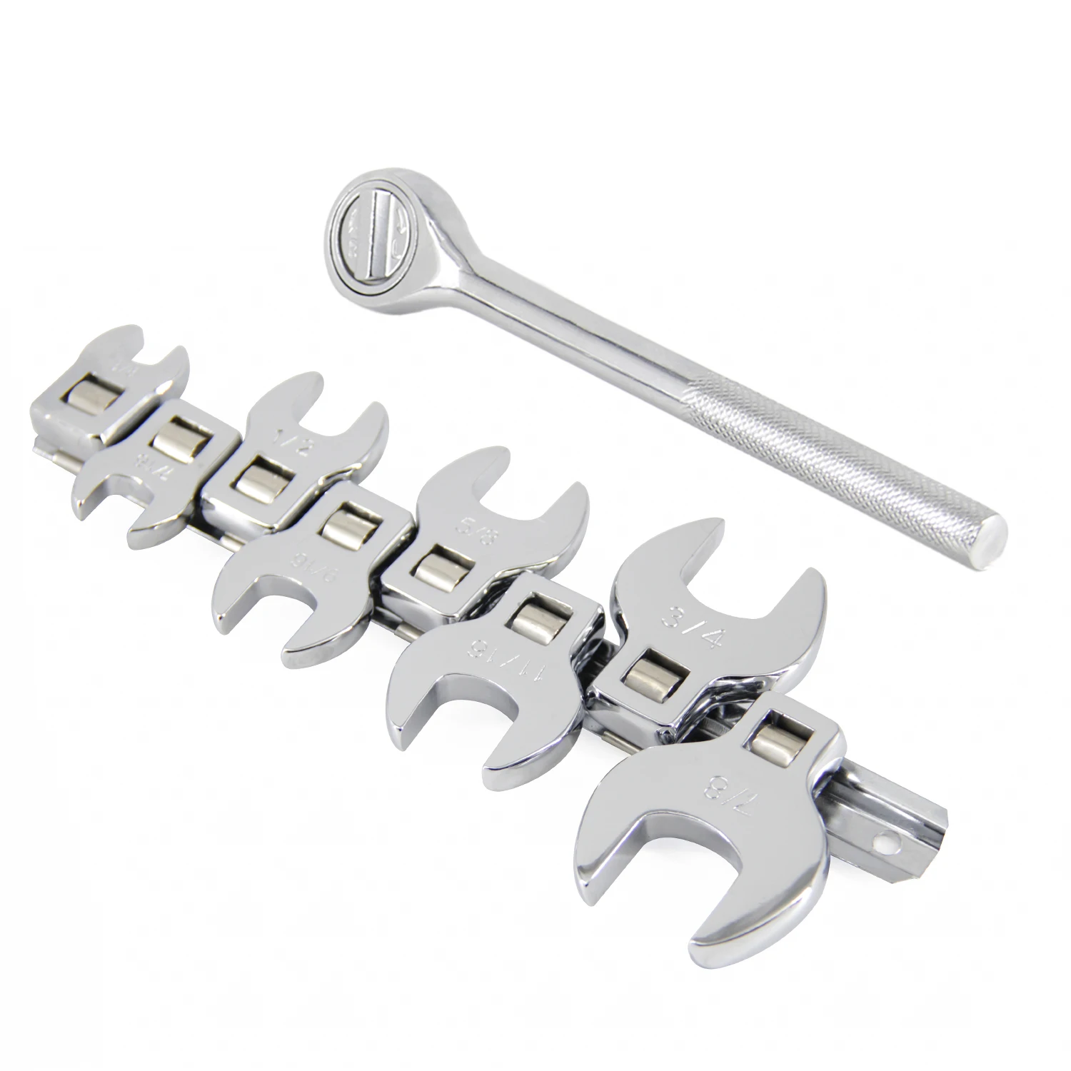 

8Pcs 3/8 Inch Drive Crowfoot Wrench Set 10-22mm Metric/S A E Imperial Crow Foot Keys Set and 45 Teeth Ratchet Spanner Multitool