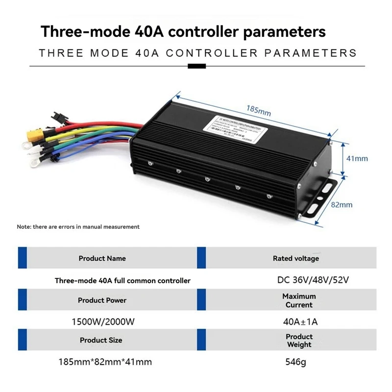 B48B-Three Mode Ebike Sine Wave Controller 40A 36V/48V/52V With S866 LCD Color Display SM Connector 2000W Motor