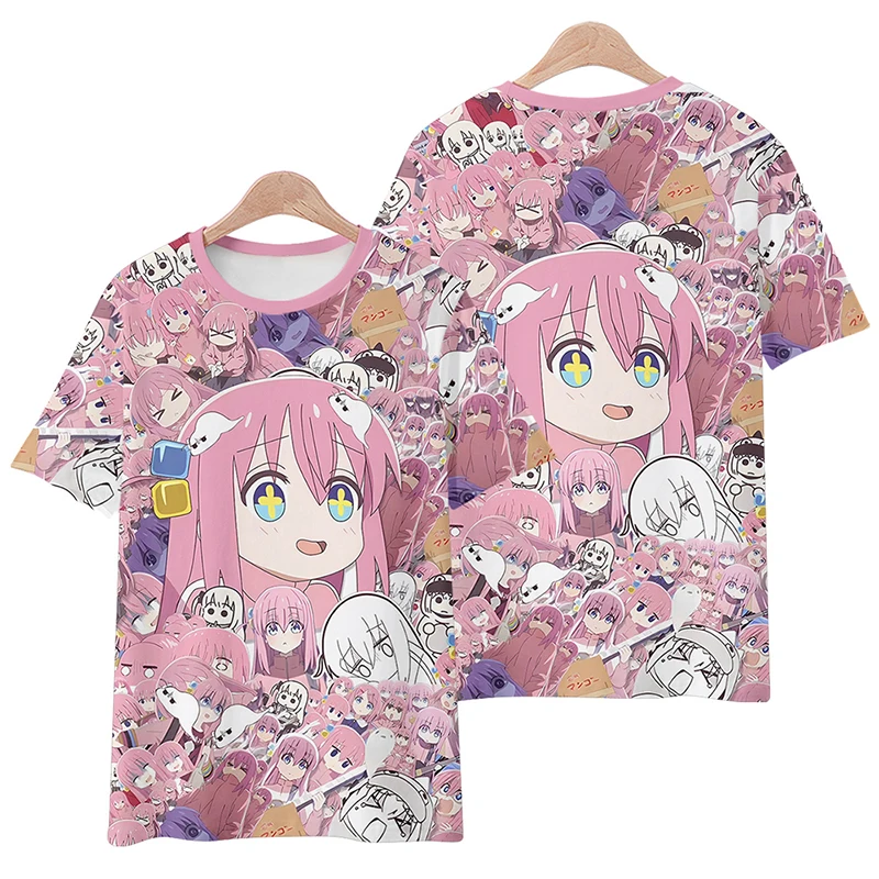 Camisetas de Manga corta para hombre y mujer,ropa de calle con estampado 3D de Bocchi The Rock, de gran dimension, a la moda