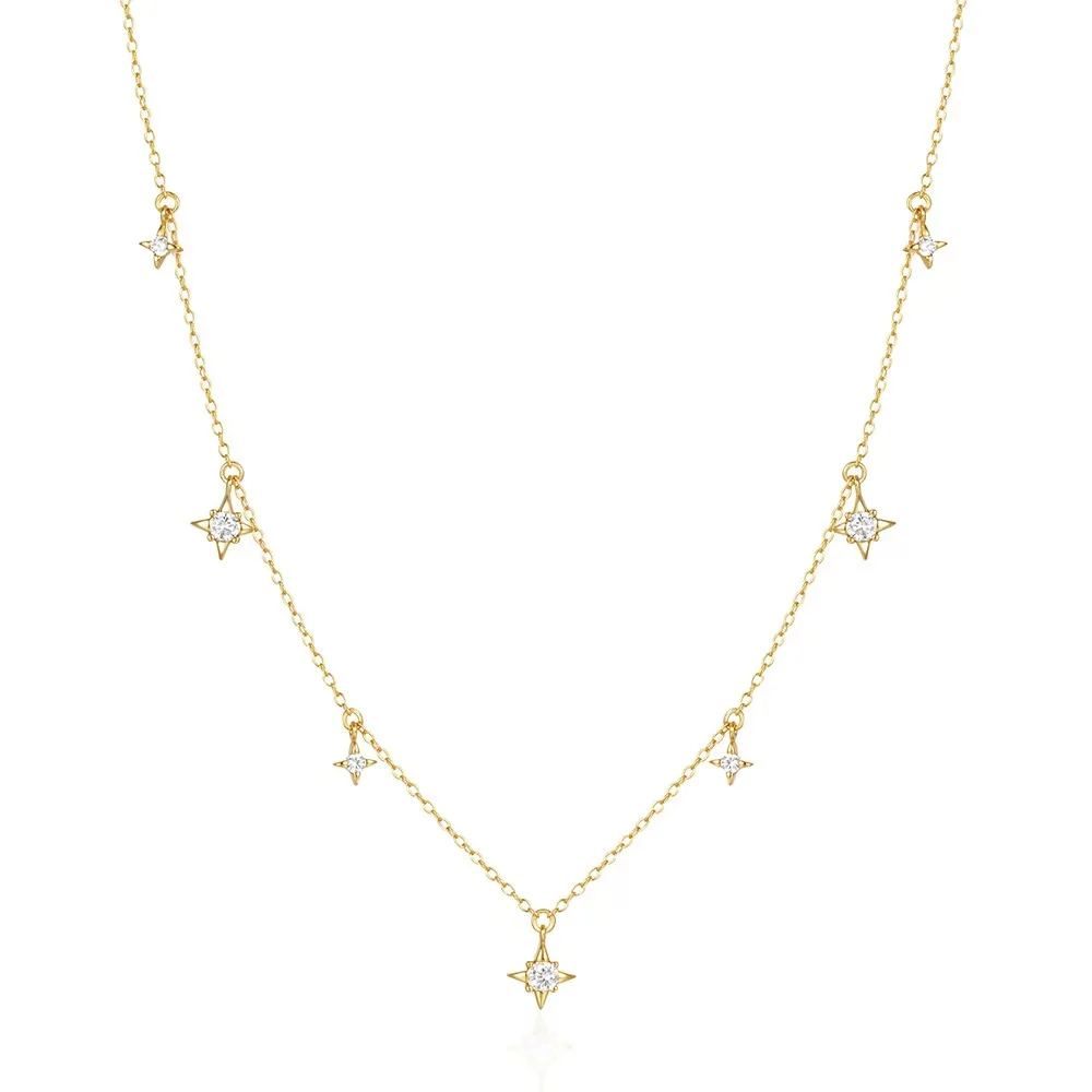 925 European and American fashion simple star inlaid zirconium women's versatile high-end necklace accessories