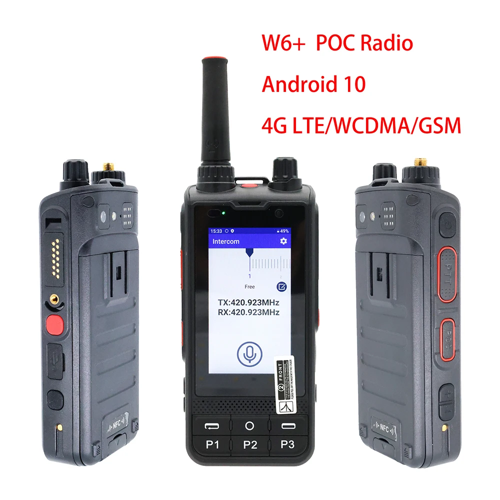 

2023 NEW W6+ Walkie Talkie 4G Network WIFI Android 10 Unlock LTE/WCDMA/GSM POC Radio Work with Real PTT Zello