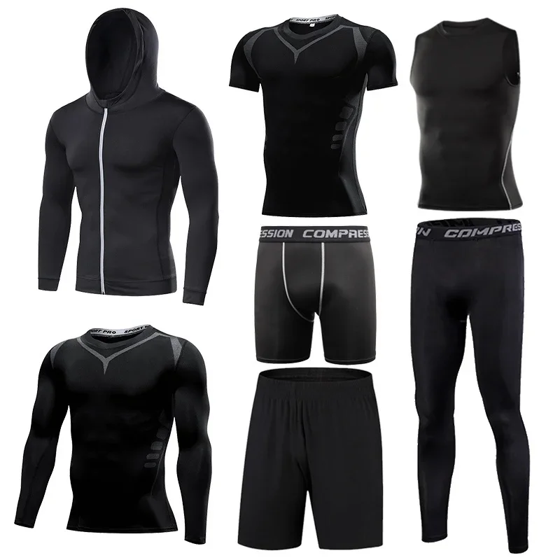 Men\'s Tight Sports Suit Gym Fitness Compression Tracksuit Running Sport Set Jogging Sportwear Workout Sports Clothing Rash Guard