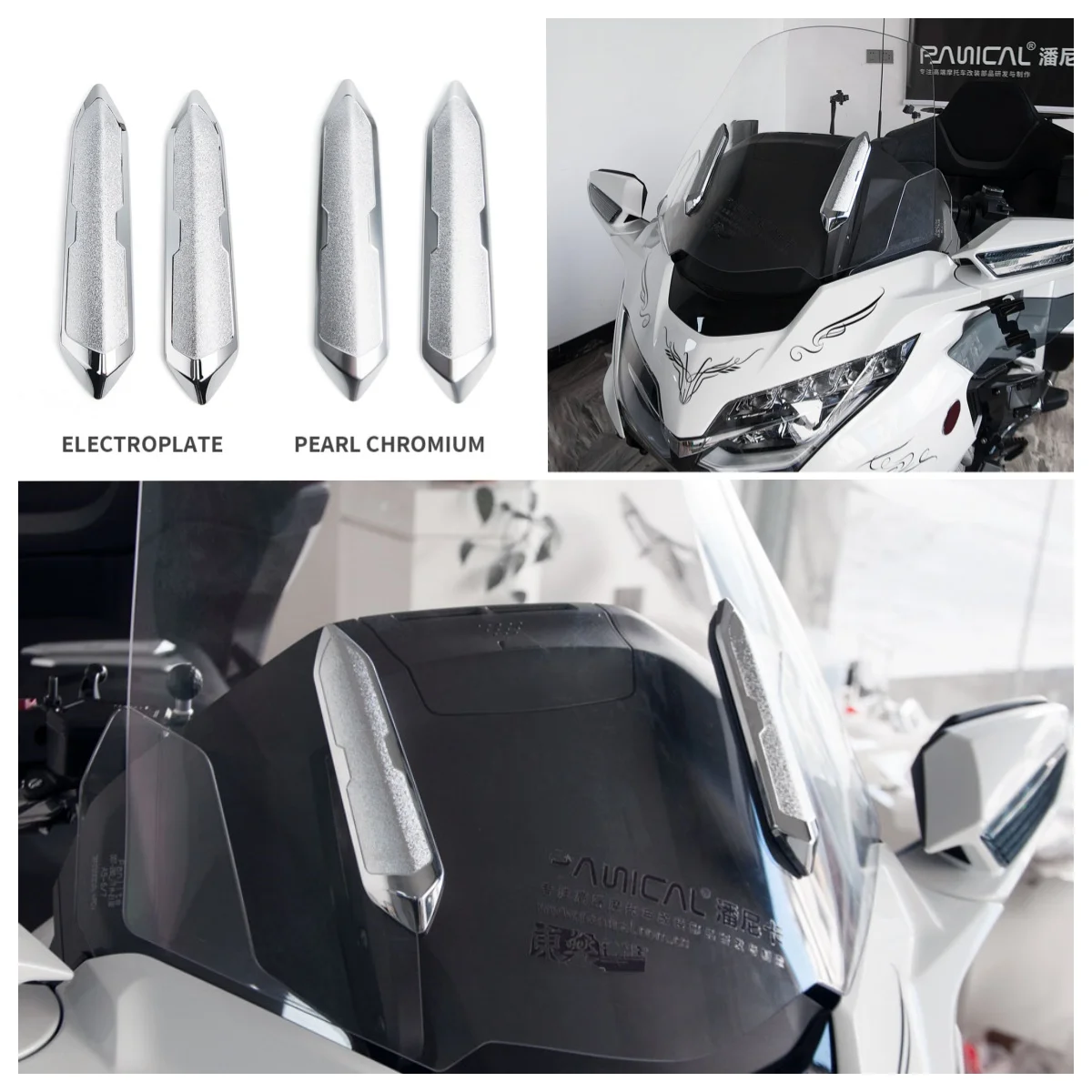 

Panical Chrome Windshield Strut Covers Decorate Protection Trim For Honda GoldWing GL1800 F6B Dct Tour Airbag 2018-2025 ABS