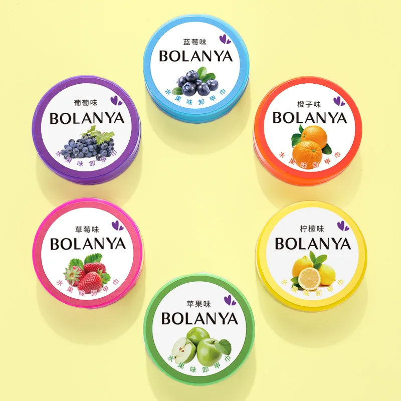 BOLANYA-Fruit unha polonês limpeza Cotton Tablet, remoção do prego, realce, limpeza, toalha