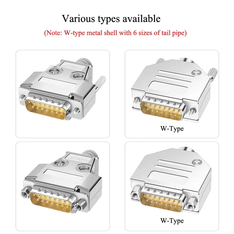 Metal DB15 Soldering Connector Industrial D-SUB Parallel 15Pin Male Female Head DB 15 Pin 2-row Welding Wire Plug with Shell