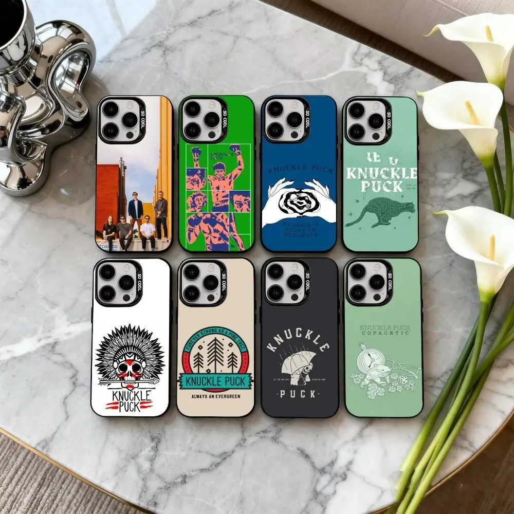 

Pop-rock K-Knuckle P-Puck Band Phone Case For iPhone17,16,15,14,13,12,11 Plus,Pro Max Black Candy silver phone case