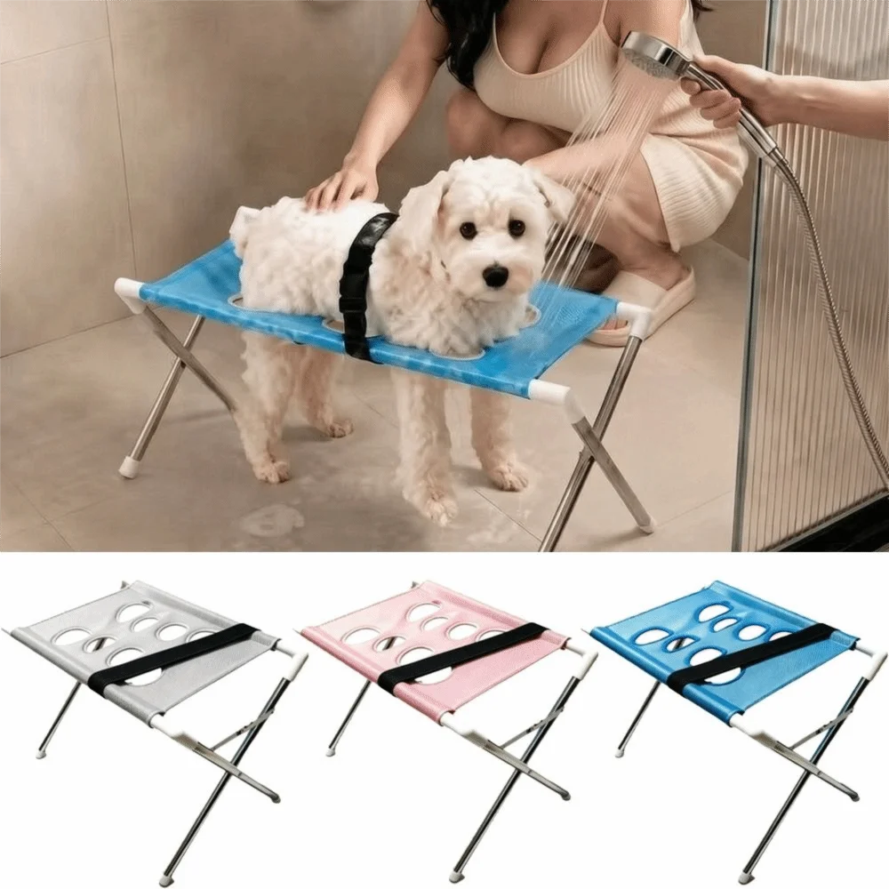 Foldable Pet Grooming Table Quick-Dry Mesh Breathable Pet Grooming Hammock 8 Hole Stable Structure Mesh Grooming Platform