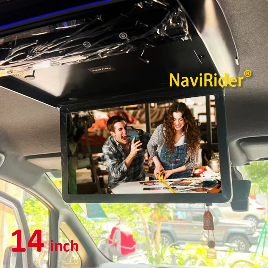 New 14 Inch 8K HD Android Car Roof Monitor 2+32G 4+64G 1080P IPS Overhead Display WIFI BT Light Ceiling Mounted TV for Vehicle
