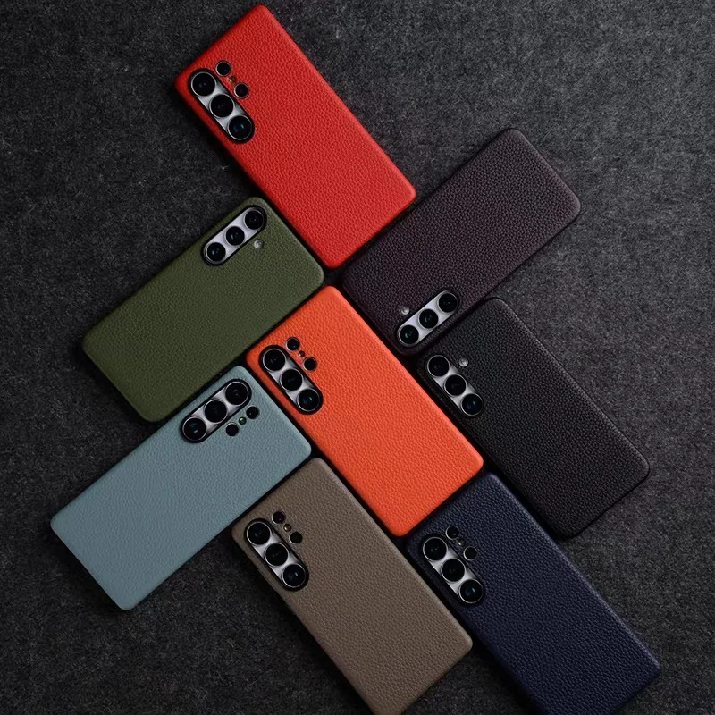 Melkco Magnetyczne etui z prawdziwej skóry do Samsung Galaxy S26 S25 Ultra Plus, luksusowe skórzane etui z metalowymi przyciskami, pełna ochrona. — zdjęcie produktu 4