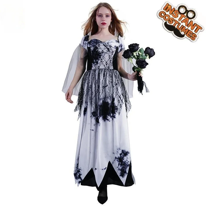 

Взрослый женский костюм зомби невесты на Хэллоуин для взрослых, большой костюм для косплея Fem Zombie Bride, свадебный костюм Dr