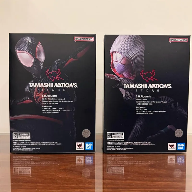 100% Original Bandai Shf Sh Figuarts Spider Man Across The Spider Verse Miles Morales Gwen 1610 Rooftop Ver Action Figures