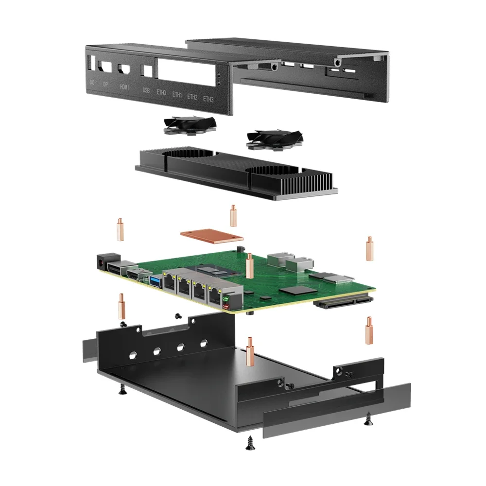 Topton الصلبة الألومنيوم NAS Mini PC 4x2.5G LAN Intel i5-8250U i3-8130U 2xNVMe SATA3.0 TF SIM pfSense Proxmox Firewall Home Server #4