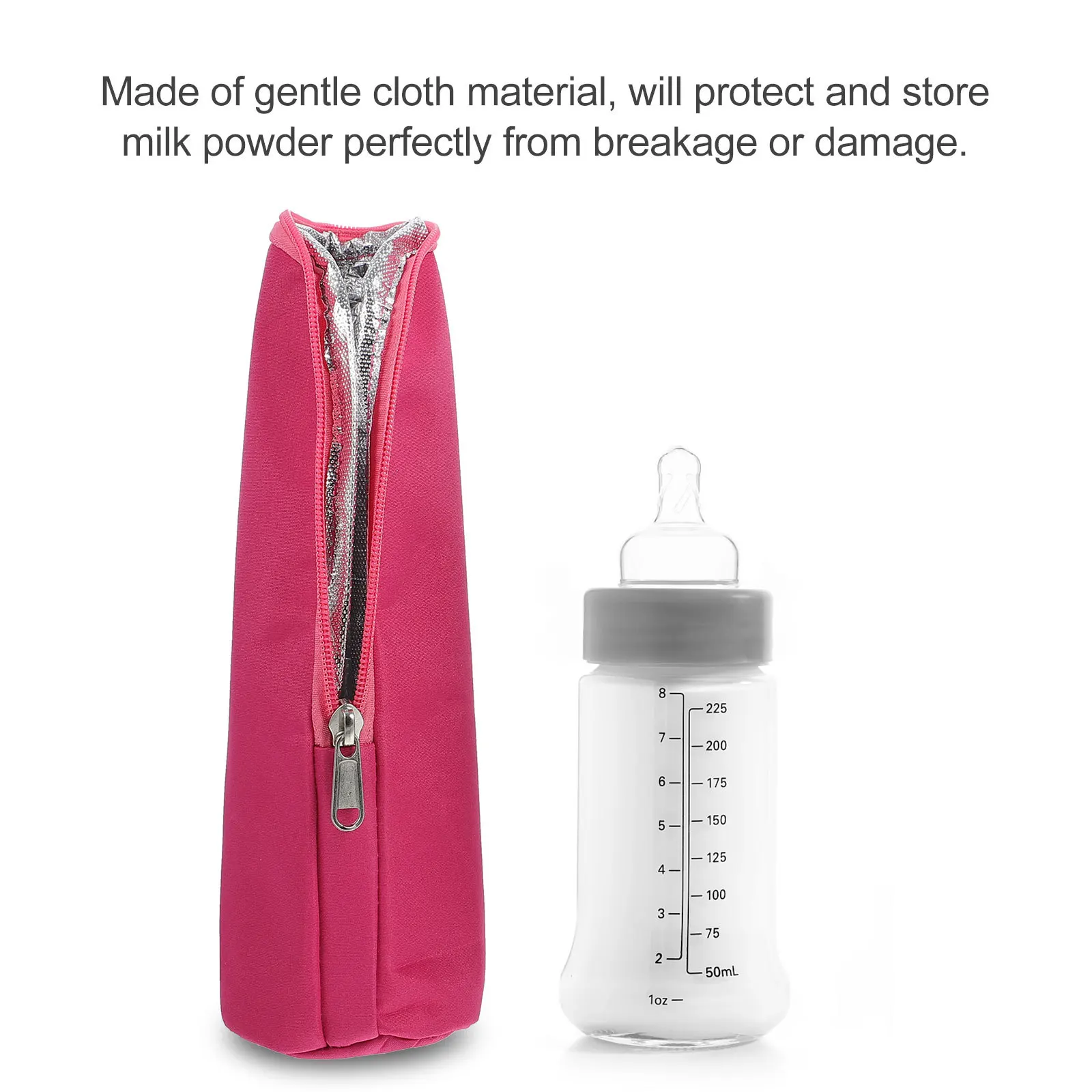 

2pcs Baby Bottle Insulated Covers Protectors Reusable Zipper Design Portable Storage Sleeve For Travel Nursery Supplies