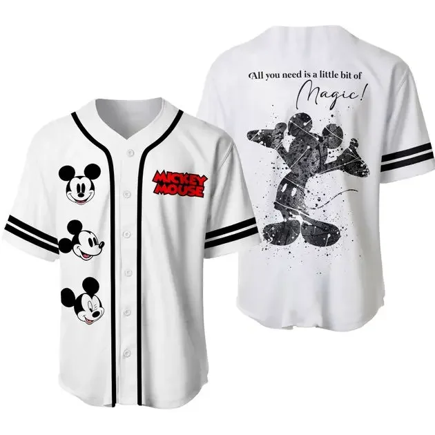 Mickey Mouse Baseball Jersey Men Women Kids Short Sleeve Shirt Disney Baseball Jersey Custom Name Casual Sports Jersey