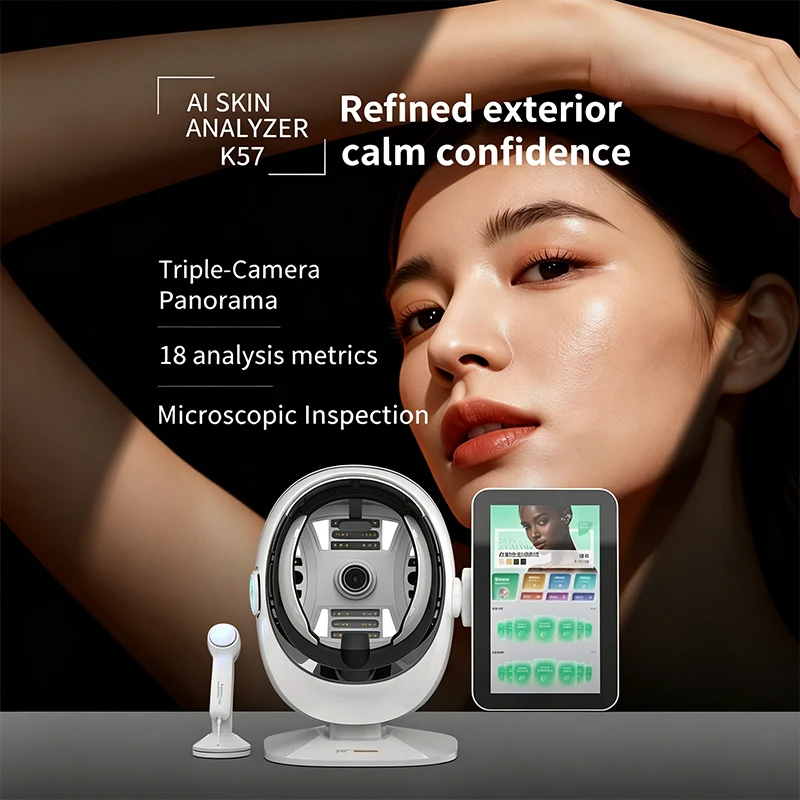 Commercial Grade 2 In 1 Sk/in And Scalp A/nalyzer S/kin Diagnostic Equipment Detect Moisture Oil Pigment Wrinkle Pore Red B/lood