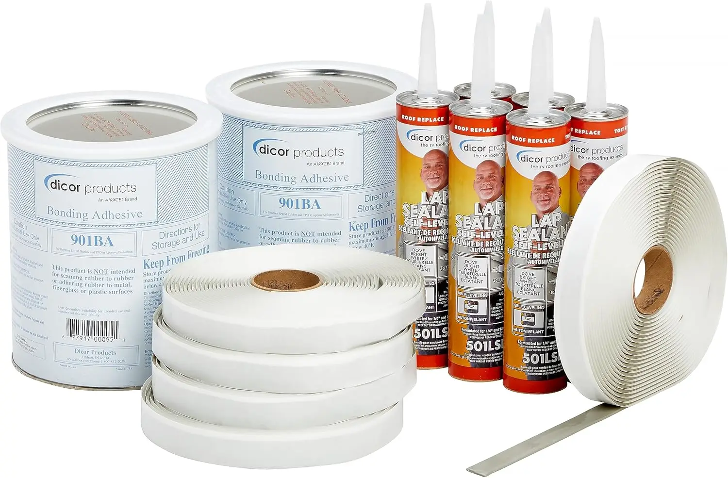 

401-CK-D RV Rubber Roof Kit - Bonding Adhesive, RV, Trailer, Motorhome Repair Butyl Tape, Lap Sealant Included, Dove (Brig