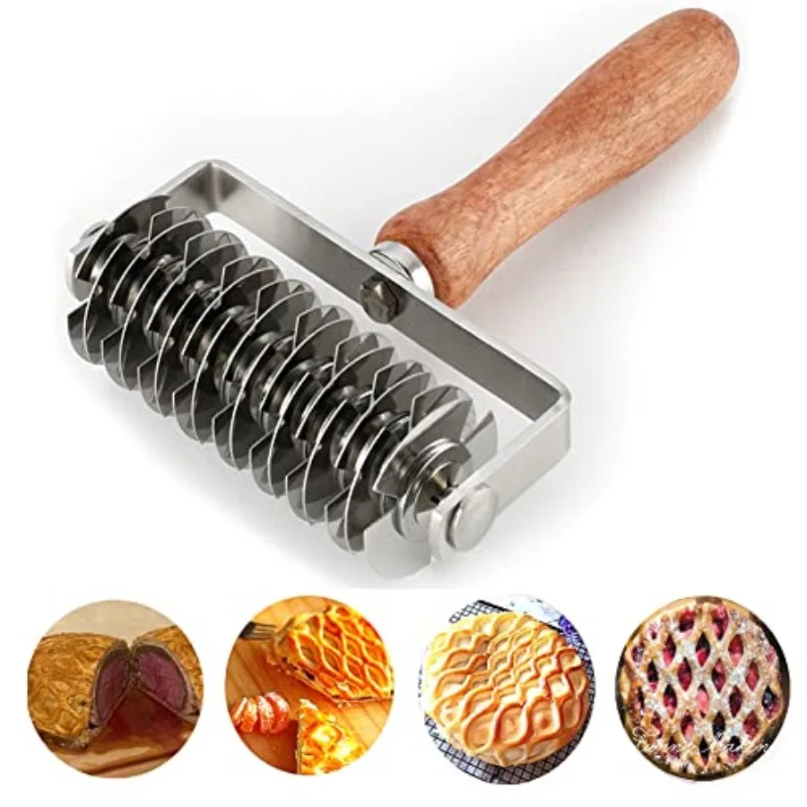 

Pastry Lattice Roller Cutter - Stainless Steel Dough Lattice for Pie Pizza Bread beef wellington Pastry Crust Roller Cutter