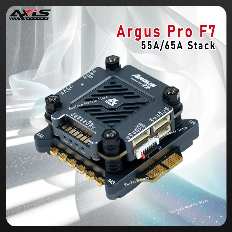 

Полетный контроллер Axisflying Argus Pro F7 55A/65A Stack с защитой IP54, X8 16MB Blackbox, 30.5x30.5мм для FPV фристайла и полетов на дальние расстояния