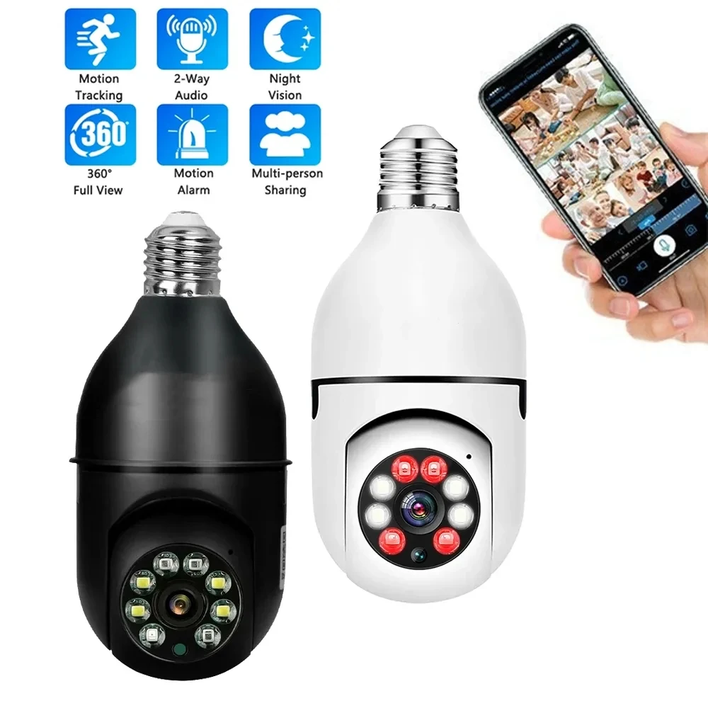 Ycc365 Plus E27 Surveillance Bulb Camera Night Vision Full Color Automatic Human Tracking Zoom Security Baby Monitor Wifi Camera