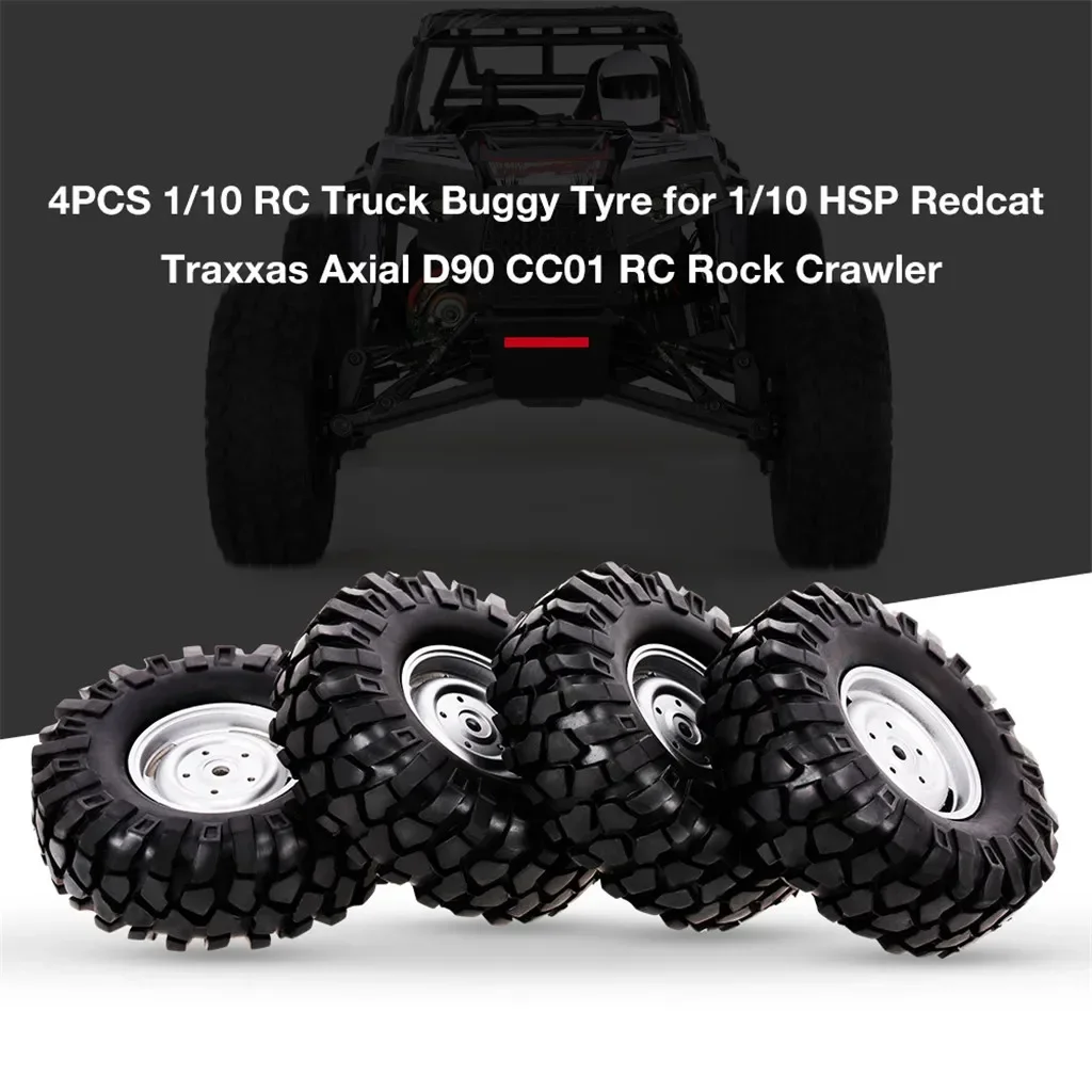 

4Pcs 96mm 1.9 Inch 12mm Hex Wheel Rim and Tyres Tires for 1/10 RC Crawler Car HSP Redcat Trxs TRX4 AXIAL SCX10 RC4WD