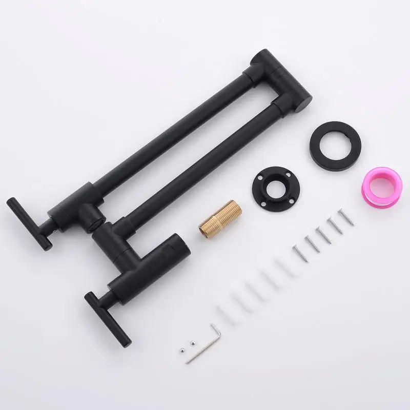 Grifo de llenado de ollas de montaje en pared, construcción de latón, grifo para máquina de café, diseño plegable con brazos oscilantes de doble articulación estirables,