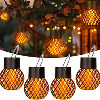 2/4/8pcs Outdoor Solar Lights Featuring Realistic Flickering Flames Suitable for Hanging Or Standing Garden Halloween Decoration